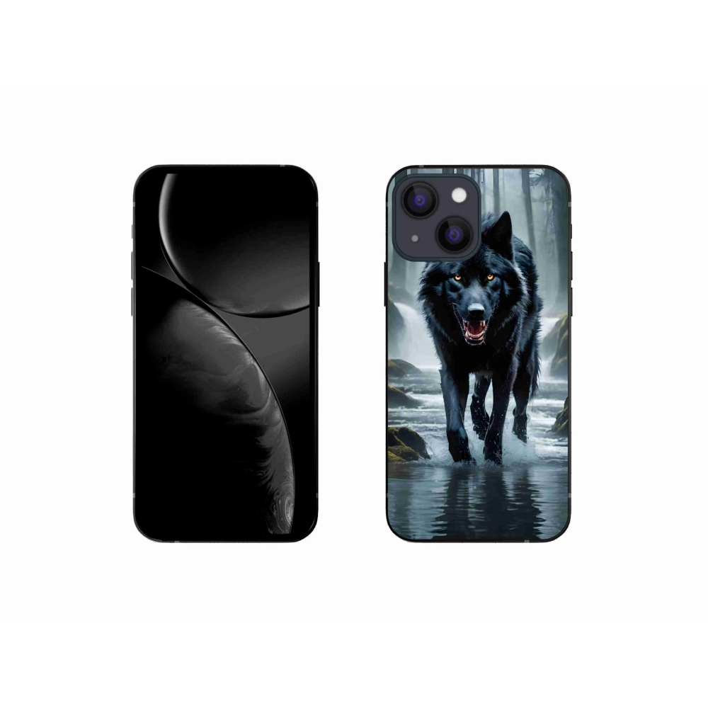 Gelový kryt mmCase na iPhone 13 mini - černý vlk