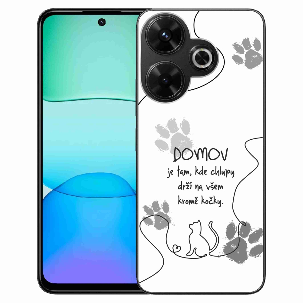 Gelový kryt mmCase na Xiaomi Redmi 13 4G/Poco M6 4G  - kočičí motiv bílé pozadí