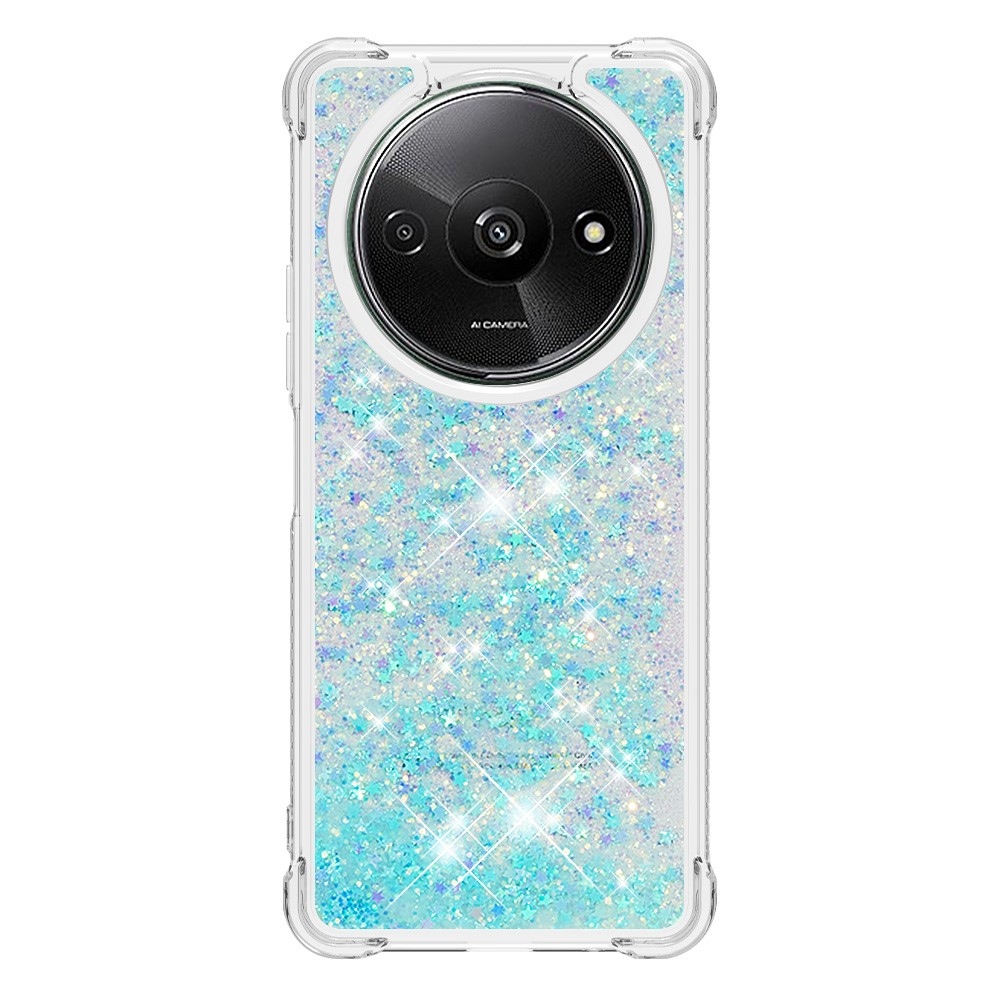 Glitter gelový přesýpací obal na Xiaomi Redmi A3 - modrý/hvězdičky