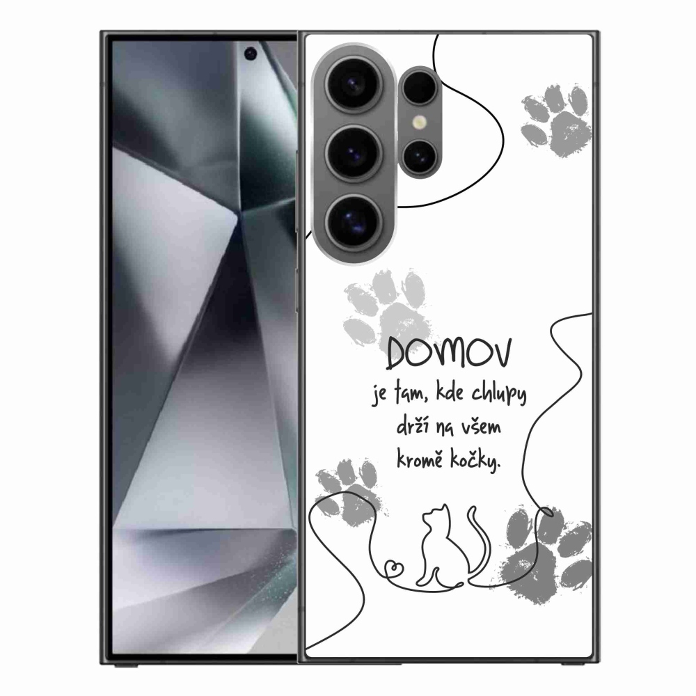 Gelový kryt mmCase na Samsung Galaxy S24 Ultra - kočičí motiv bílé pozadí