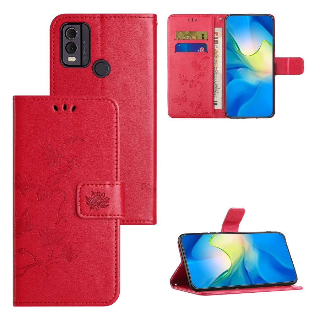 Flower knížkové pouzdro na Nokia C22 - červené