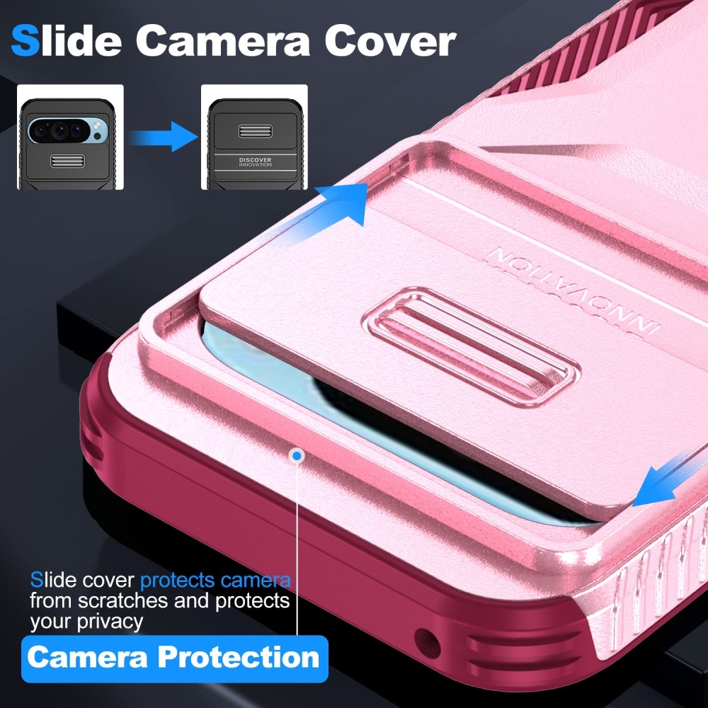 Lid odolný kryt na Google Pixel 9/9 Pro - růžový/vínový