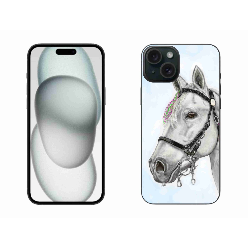 Gelový kryt mmCase na iPhone 15 Plus - bílý kůň 1