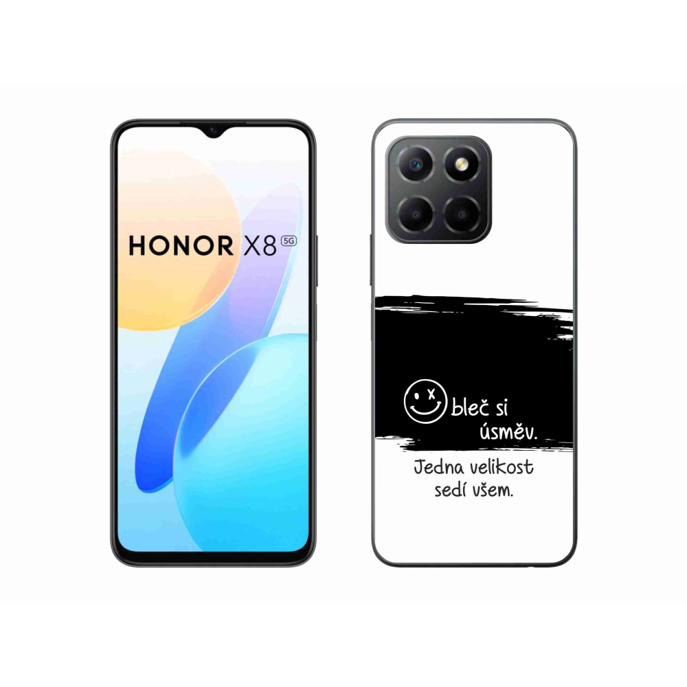 Gelový kryt mmCase na Honor X8 5G/Honor 70 Lite 5G - vtipný text 8 černobílé pozadí