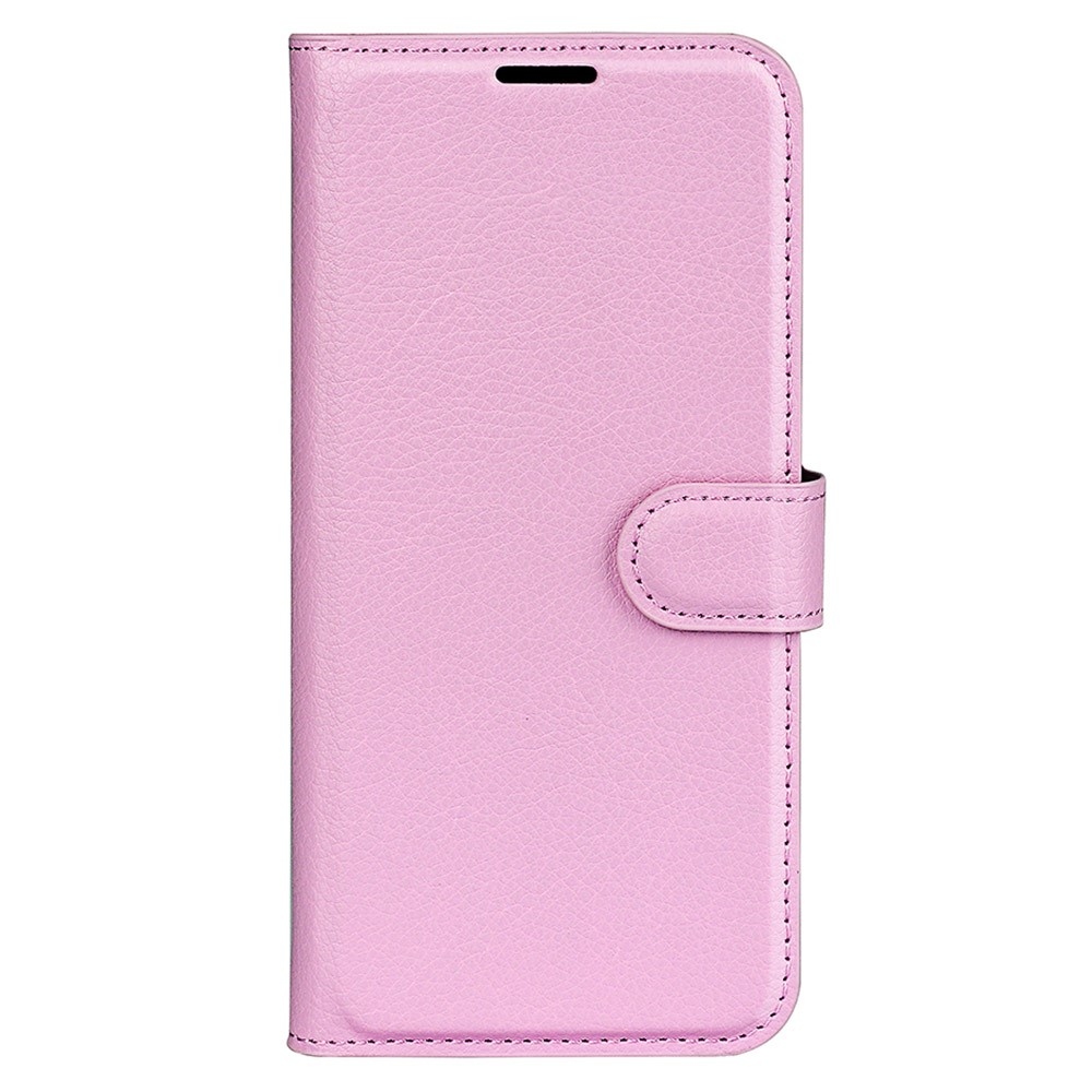 Litchi knížkové pouzdro na iPhone 15 Plus - růžové
