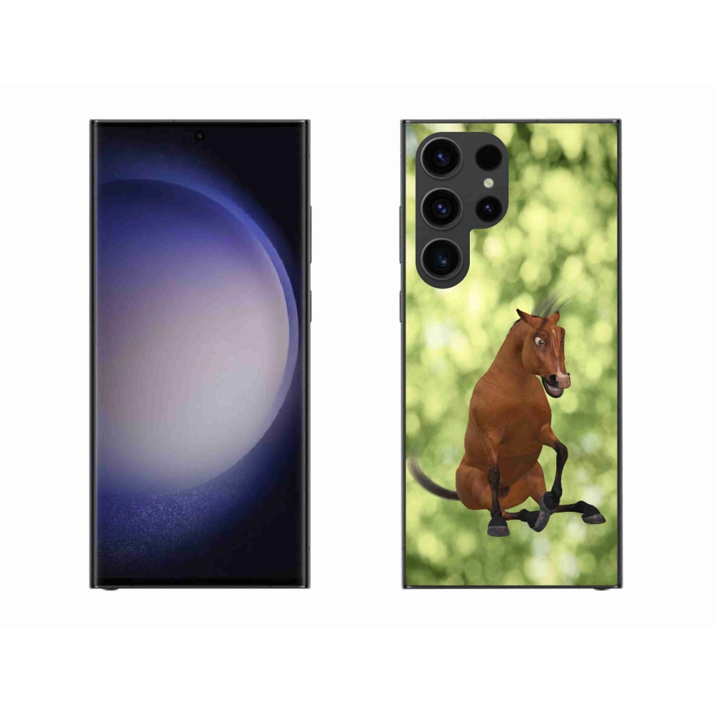 Gelový kryt mmCase na Samsung Galaxy S23 Ultra 5G - hnědý kreslený kůň 1