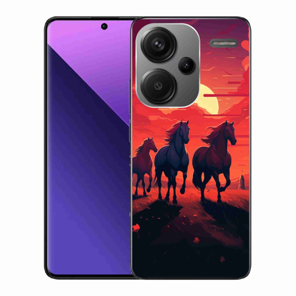 Gelový kryt mmCase na Xiaomi Redmi Note 13 Pro+ 5G - koně a západ slunce