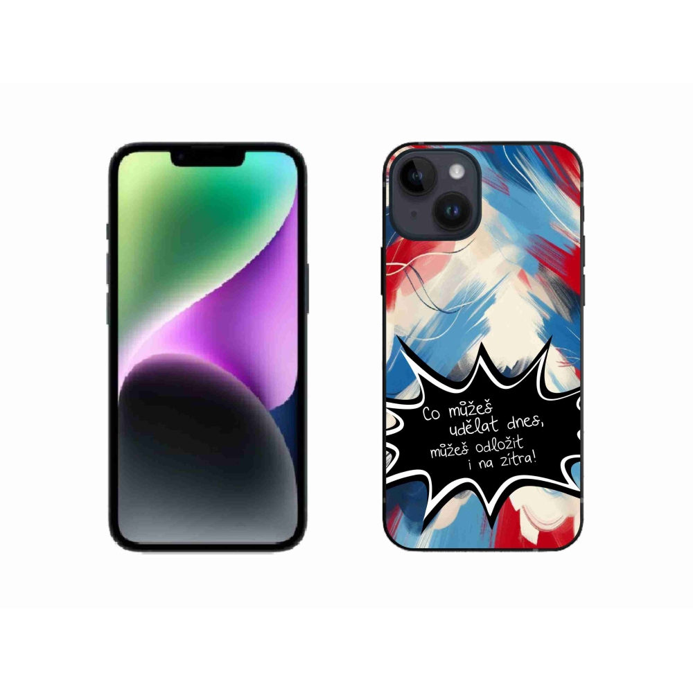 Gelový kryt mmCase na iPhone 14 - vtipný text 9 černé pozadí