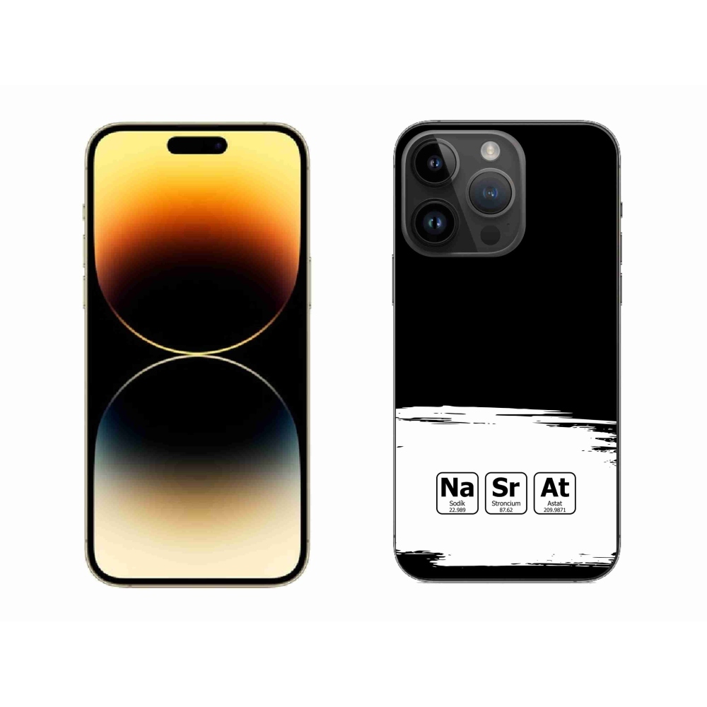 Gelový kryt mmCase na iPhone 14 Pro Max 6.7 - chemické prvky bíločerné pozadí