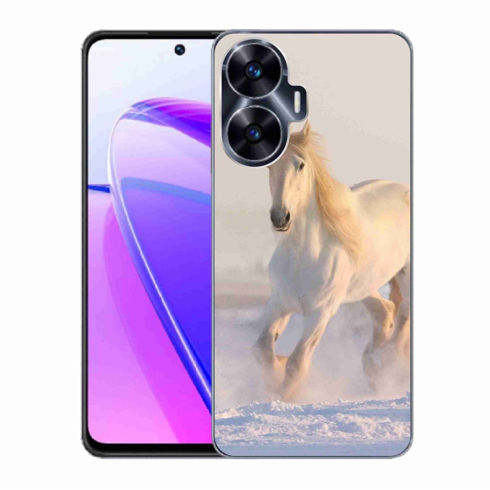 Gelový obal mmCase na Realme C55 - kůň ve sněhu