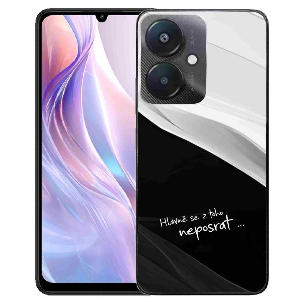 Gelový kryt mmCase na Xiaomi Redmi 13C 5G  - vtipný text 13 černobílé pozadí