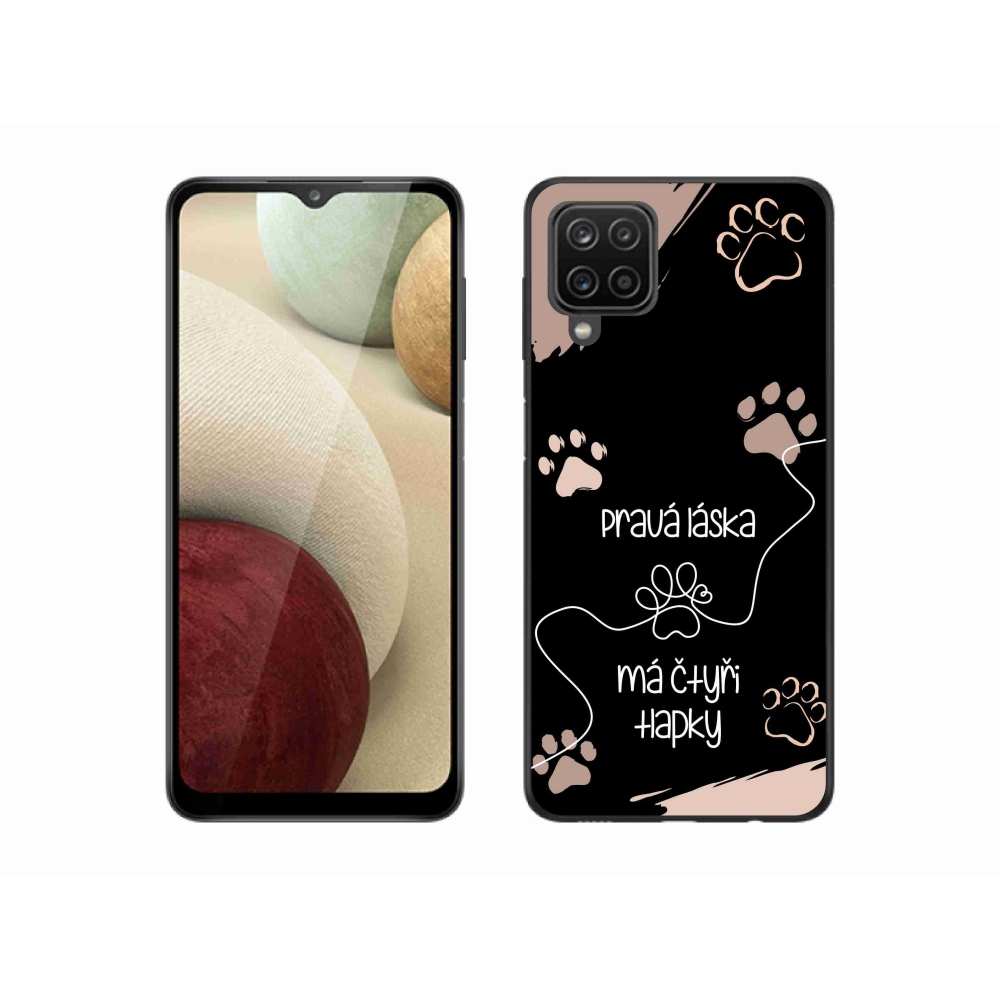 Gelový kryt mmCase na Samsung Galaxy A12 - psí motiv 1 černé pozadí