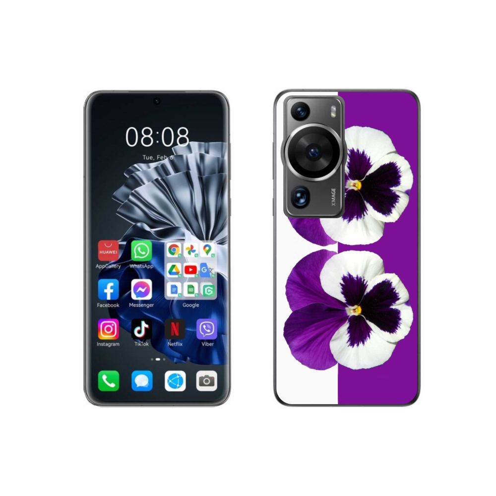 Gelový kryt mmCase na Huawei P60 Pro - fialovobílý květ