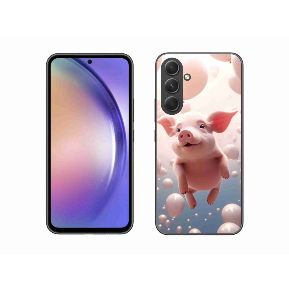 Gelový kryt mmCase na Samsung Galaxy A54 5G - prasátko s balónky