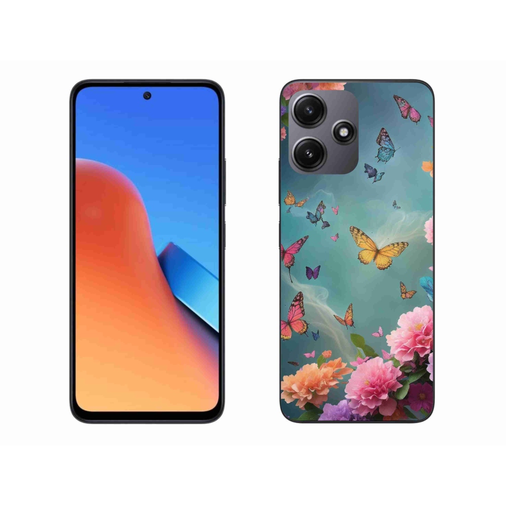 Gelový kryt mmCase na Xiaomi Redmi 12 5G - barevné květy a motýli