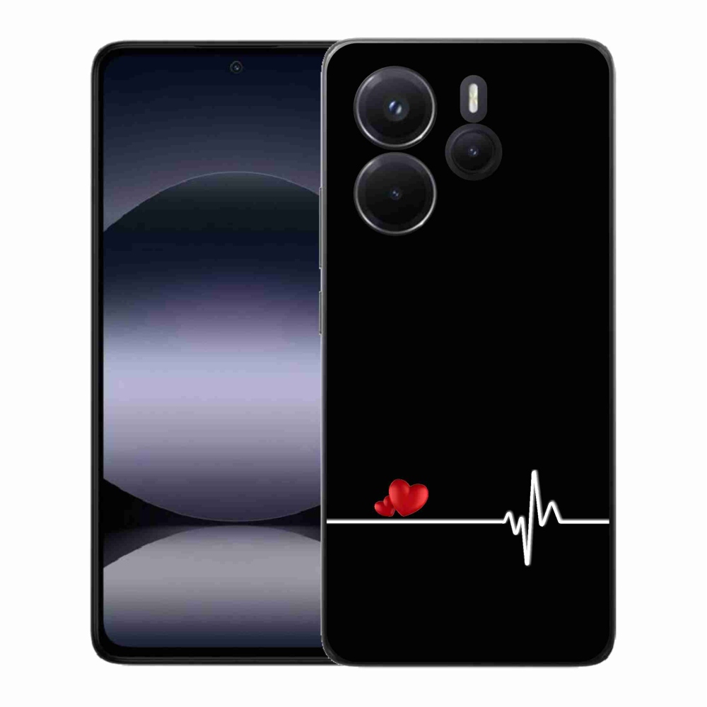 Gelový kryt mmCase na Xiaomi Redmi Note 14 - srdce a tep černé pozadí