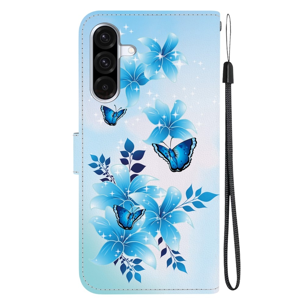 Versatile knížkové pouzdro na Samsung Galaxy A36 5G/A56 5G - modří motýli