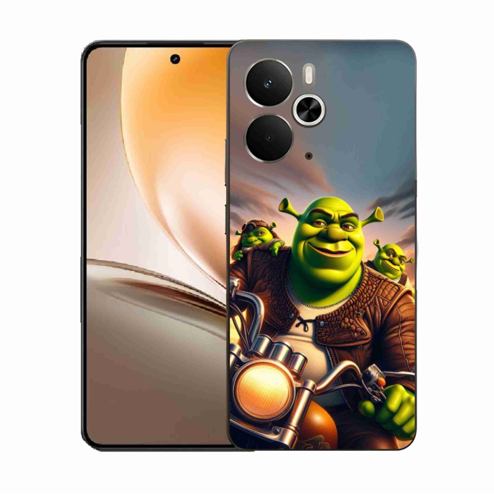 Gelový kryt mmCase na Realme 14 5G - shrek na motorce