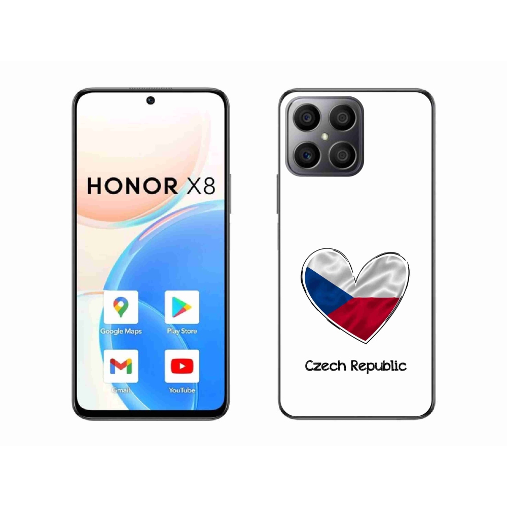 Gelový kryt mmCase na Honor X8 4G - vlajka srdce bílé pozadí