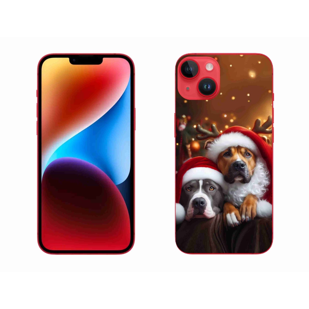 Gelový kryt mmCase na iPhone 14 Plus - vánoční psi