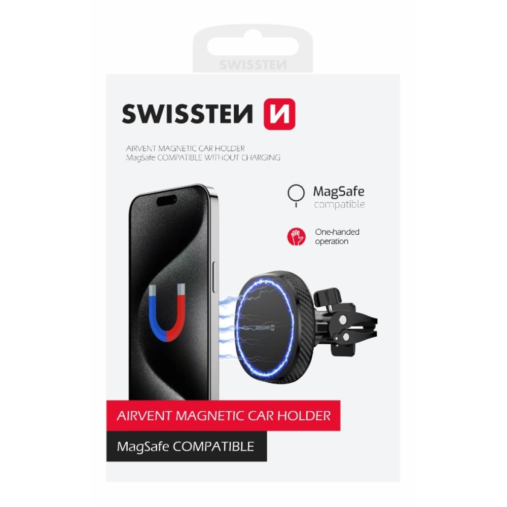 Swissten magnetický držák do větráčku MagStick Compact (kompatibilní s MagSafe) - černý	