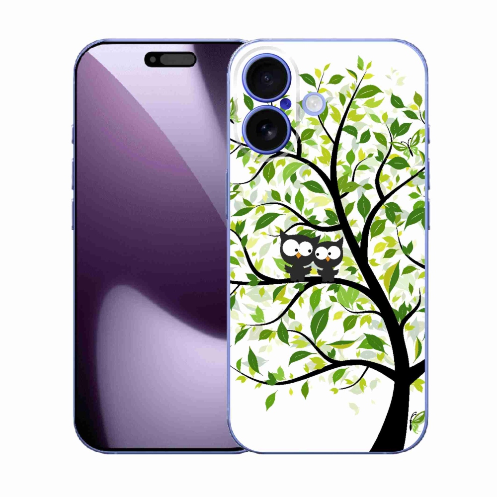 Gelový kryt mmCase na iPhone 17 - sovičky na stromě