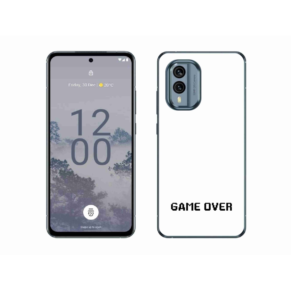 Gelový kryt mmCase na Nokia X30 5G - game over bílé pozadí
