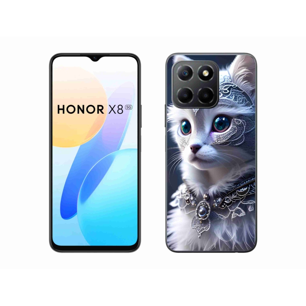 Gelový kryt mmCase na Honor X8 5G - bílá kočka