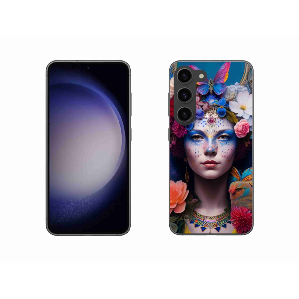 Gelový kryt mmCase na Samsung Galaxy S23 5G - žena s květinami