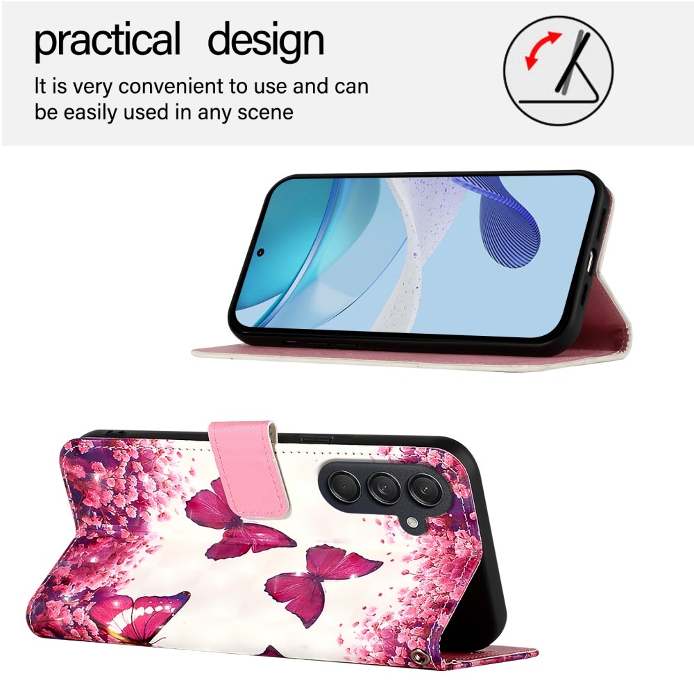 Patte knížkové pouzdro na Samsung Galaxy M55 5G - růžoví motýli