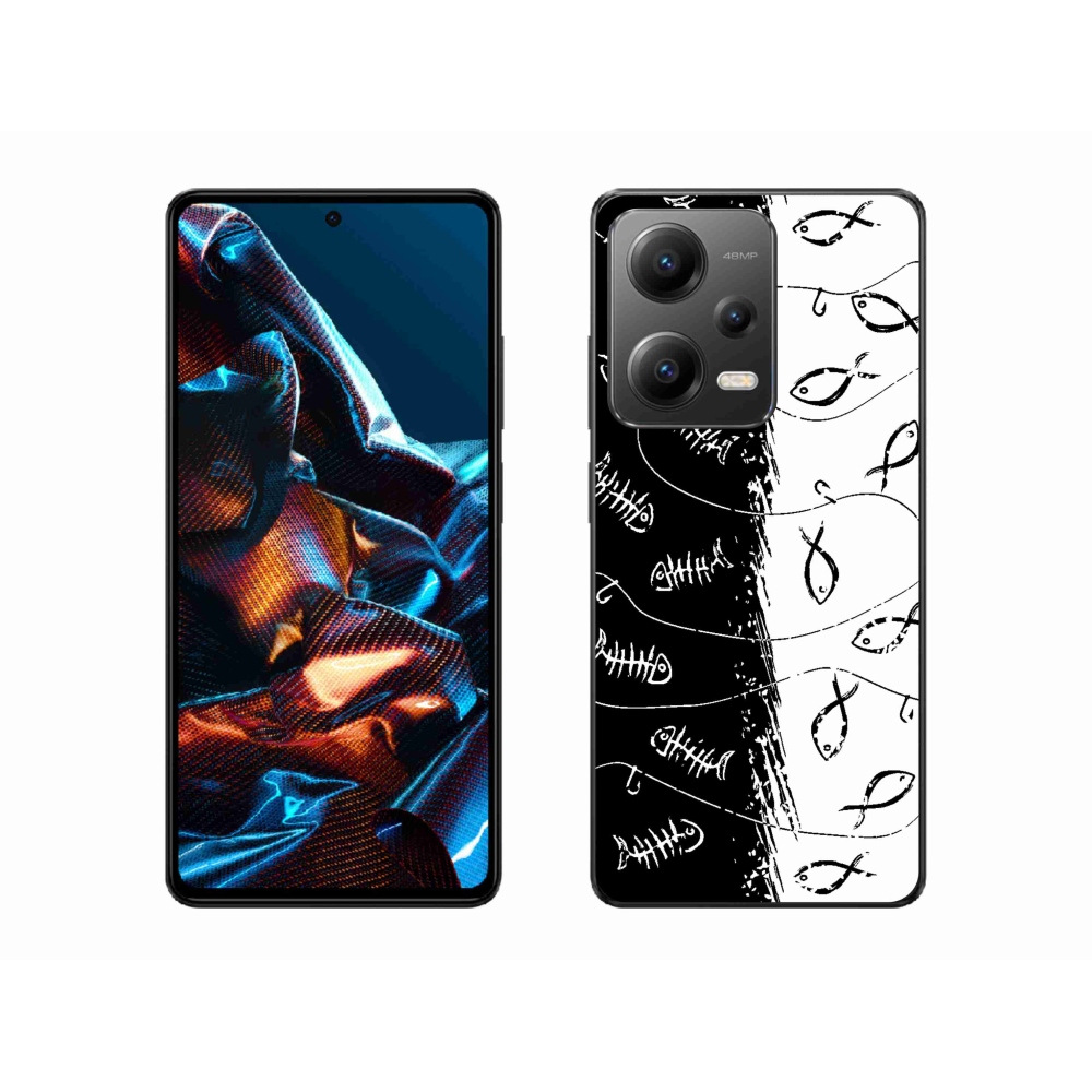 Gelový kryt mmCase na Xiaomi Redmi Note 12 Pro 5G - kostry a rybky