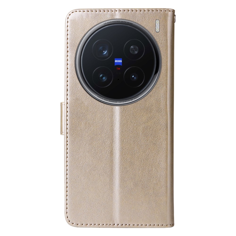 Flowery knížkové pouzdro na Vivo X200 Pro 5G - zlaté
