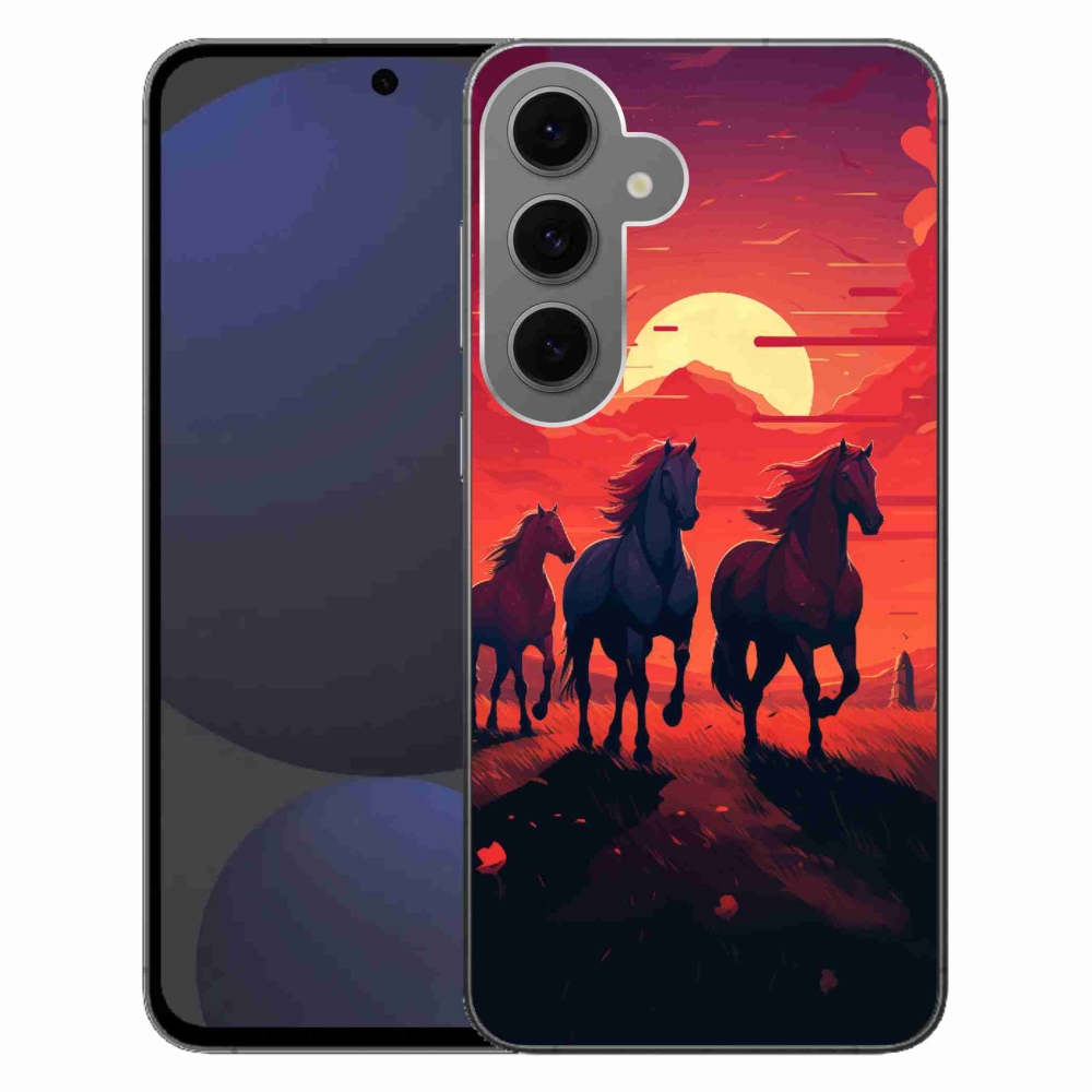 Gelový kryt mmCase na Samsung Galaxy S24 FE - koně a západ slunce