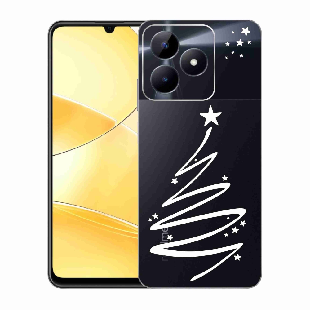 Gelový kryt mmCase na Realme C51/C53 - bílý stromeček na průhledném pozadí