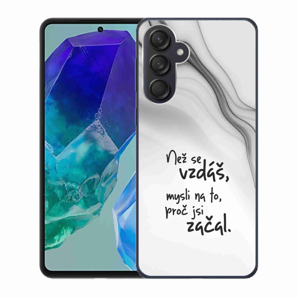 Gelový kryt mmCase na Samsung Galaxy M55 5G - citát 2 bílé pozadí