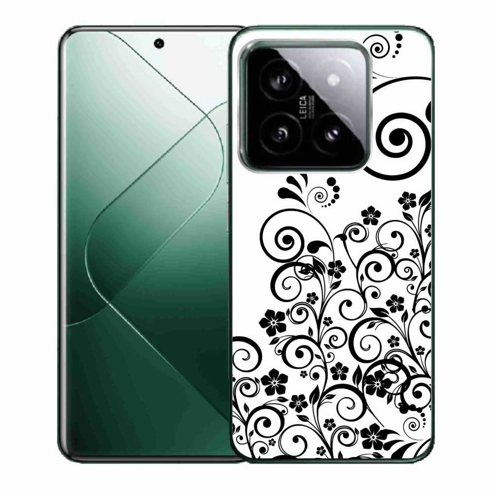 Gelový kryt mmCase na Xiaomi 14 - černobílé květinové vzory