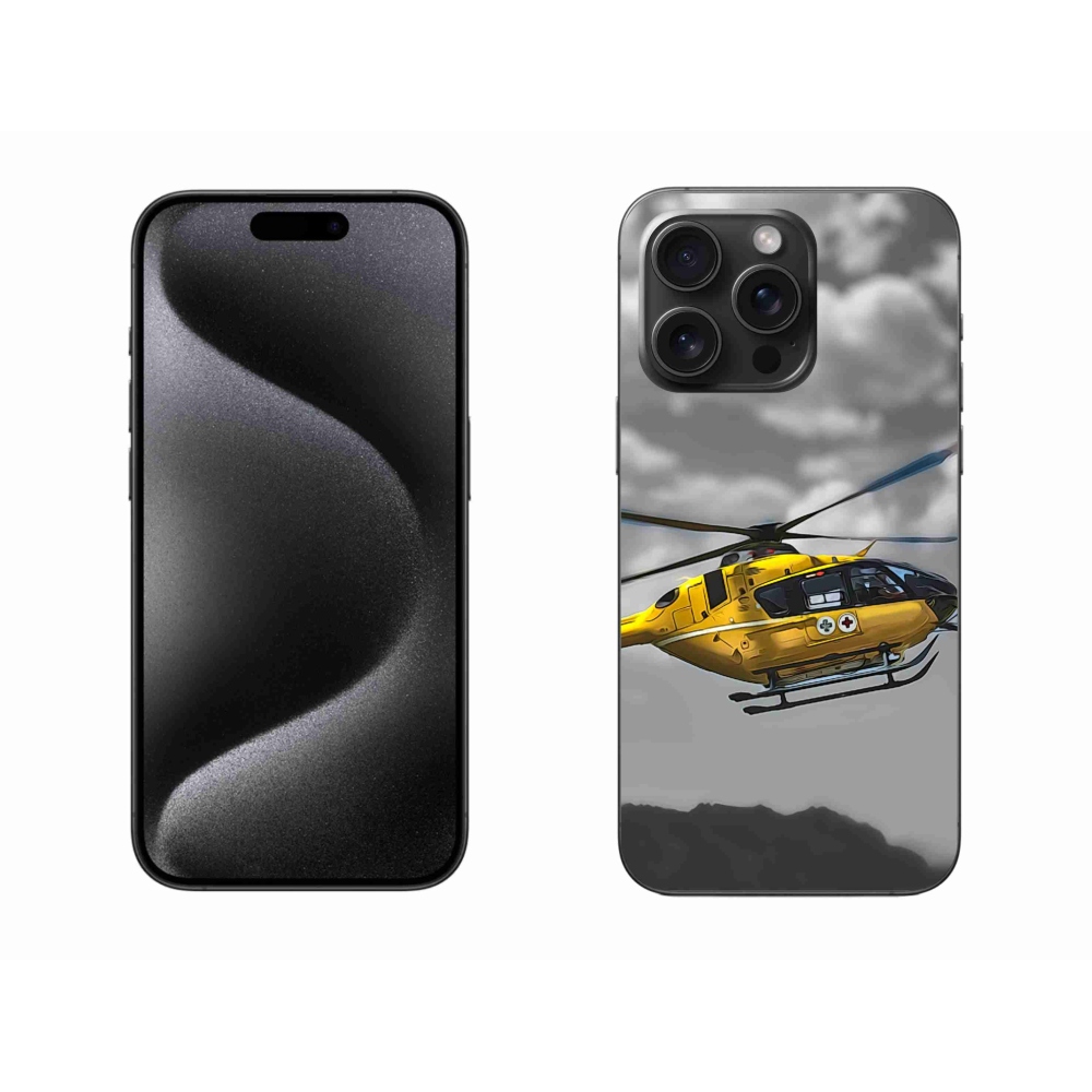 Gelový kryt mmCase na iPhone 15 Pro Max - žlutá helikoptéra