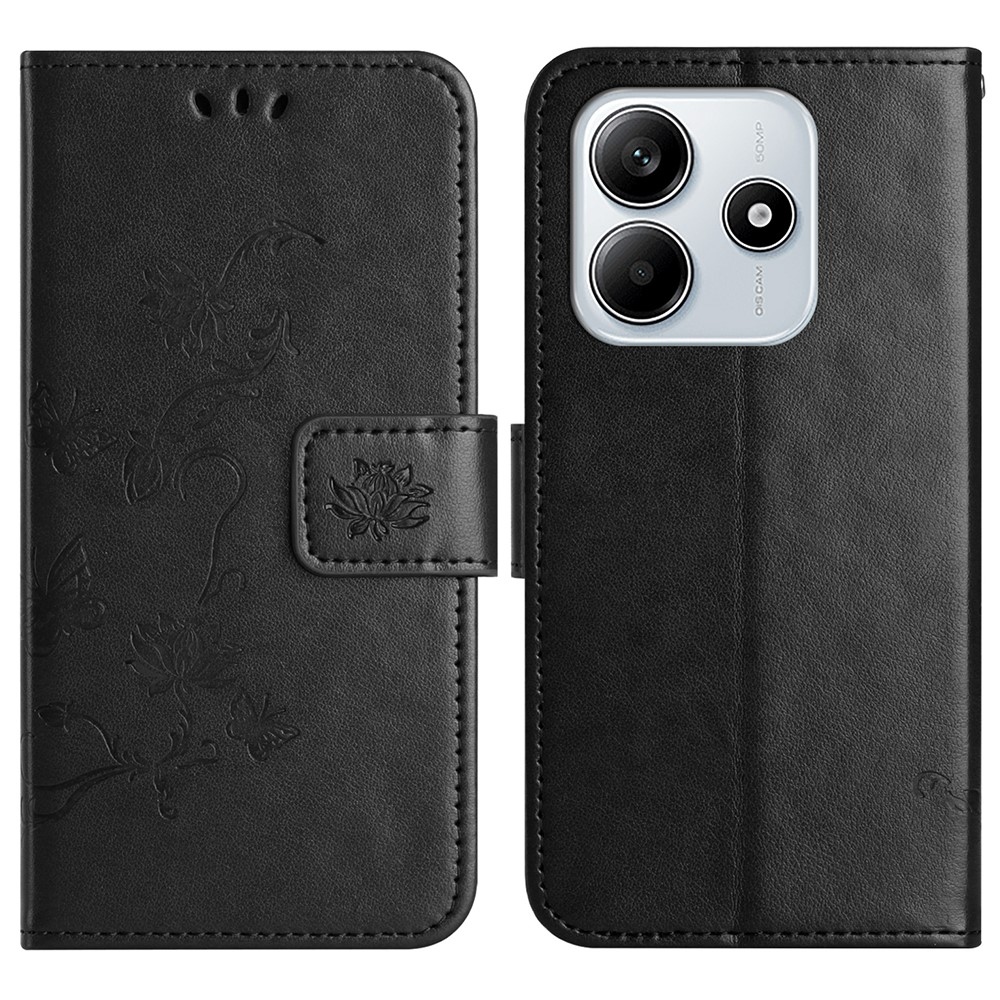 Flower knížkové pouzdro na Xiaomi Redmi Note 14 5G - černé