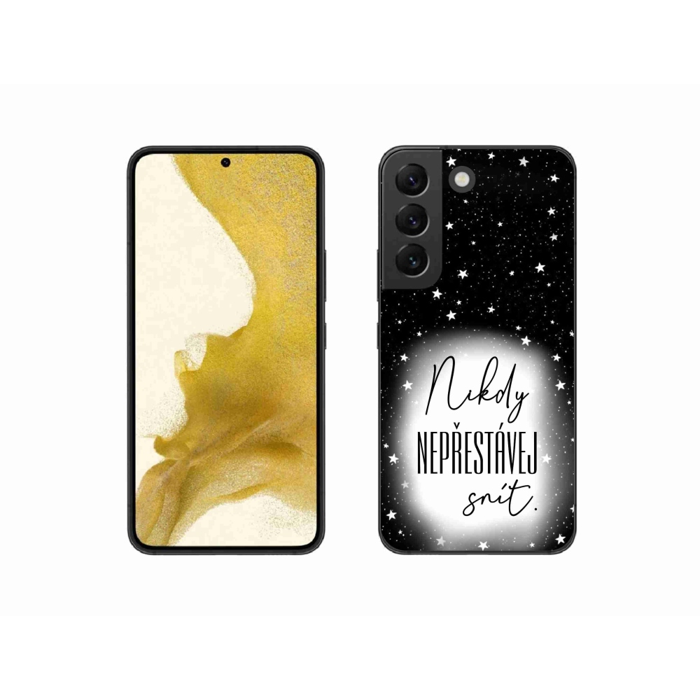 Gelový kryt mmCase na Samsung Galaxy S22 5G - citát 1 bíločerné pozadí