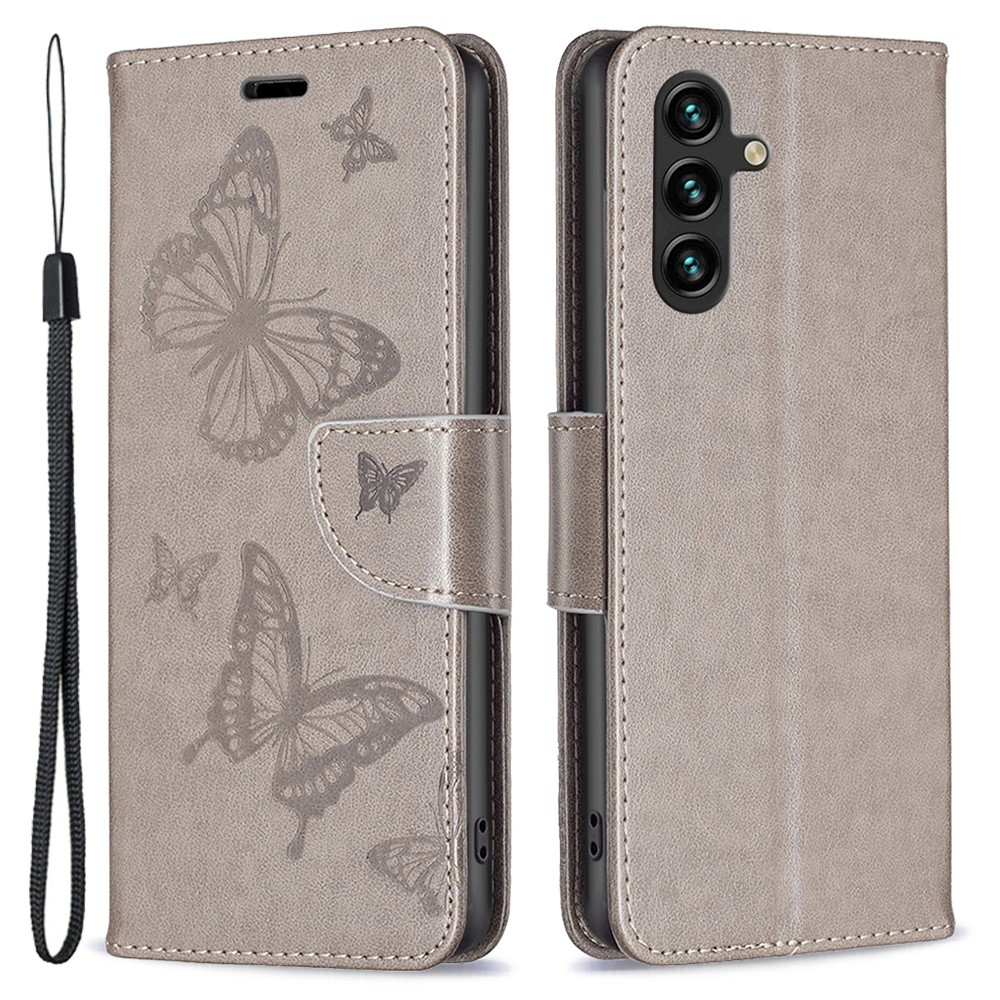 Butterfly knížkové pouzdro na Samsung Galaxy A35 5G - šedé