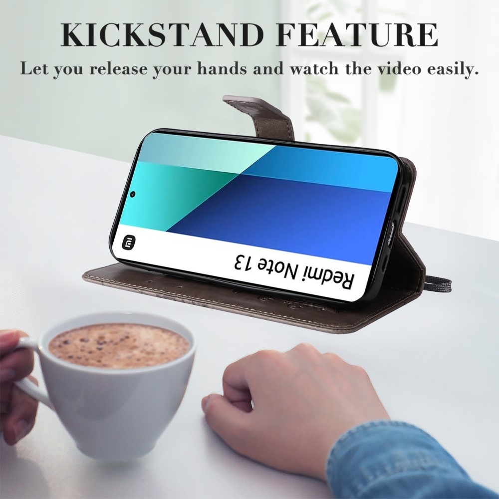 Big Butterfly knížkové pouzdro na Xiaomi Redmi Note 13 - šedé