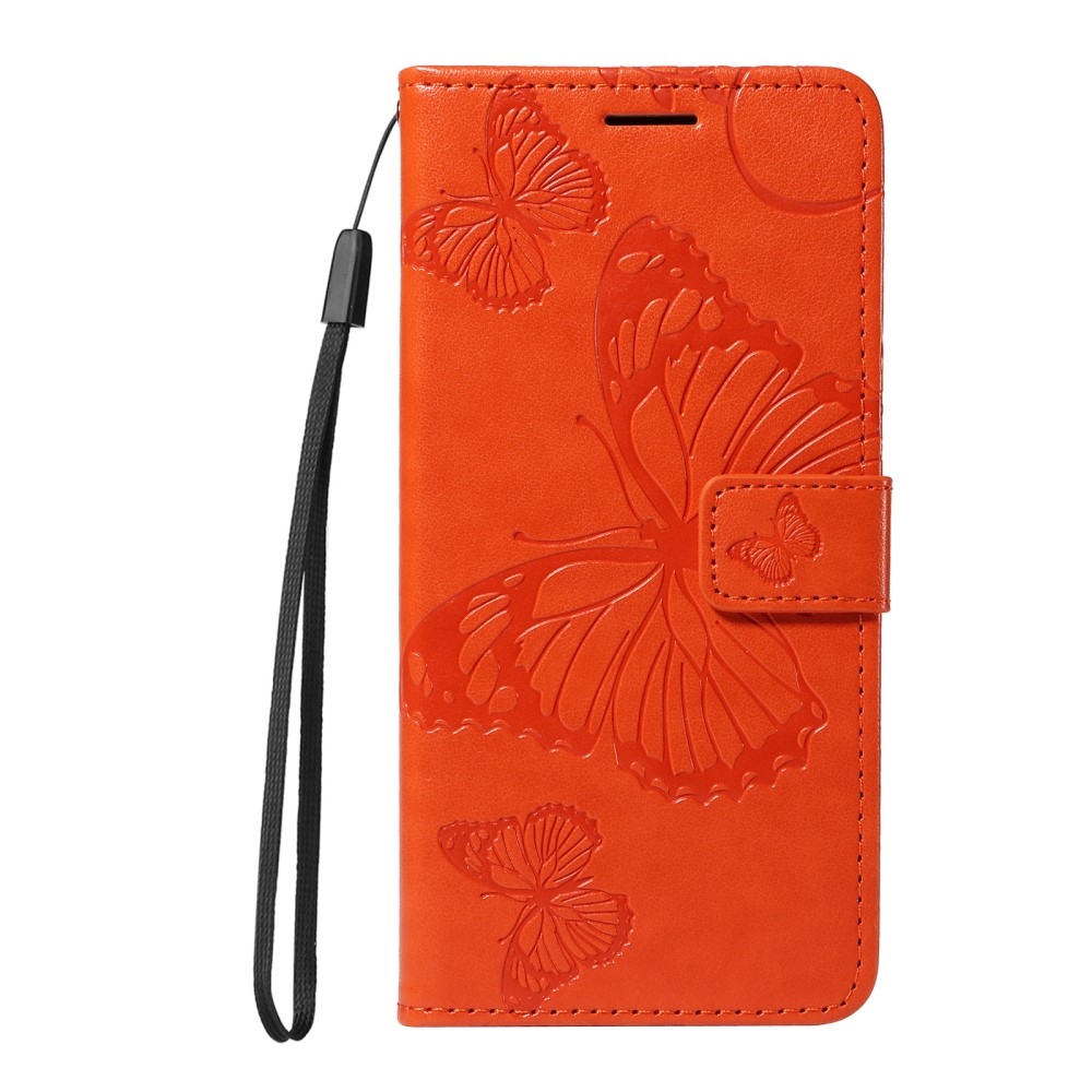 Big Butterfly knížkové pouzdro na Xiaomi Redmi Note 14 - oranžové