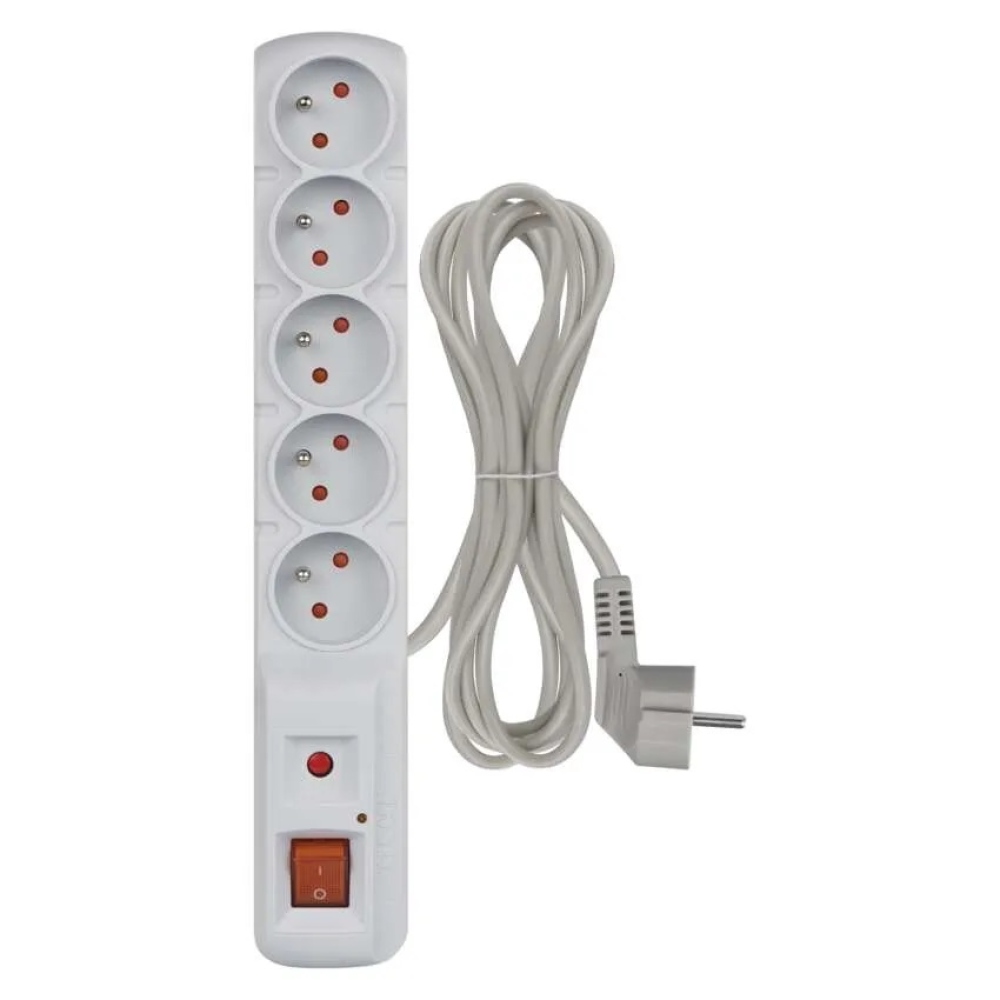 Přepěťová ochrana – 5 zásuvek, 3m - šedá