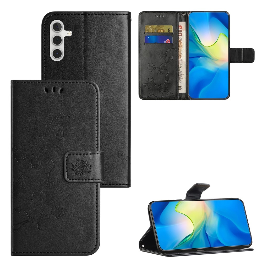 Flower knížkové pouzdro na Samsung Galaxy A35 5G - černé