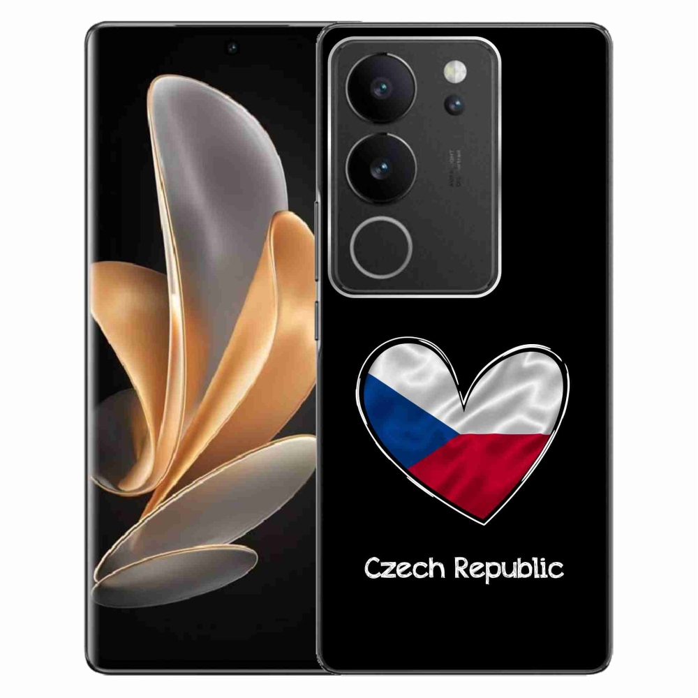 Gelový kryt mmCase na Vivo V29 5G - vlajka srdce černé pozadí