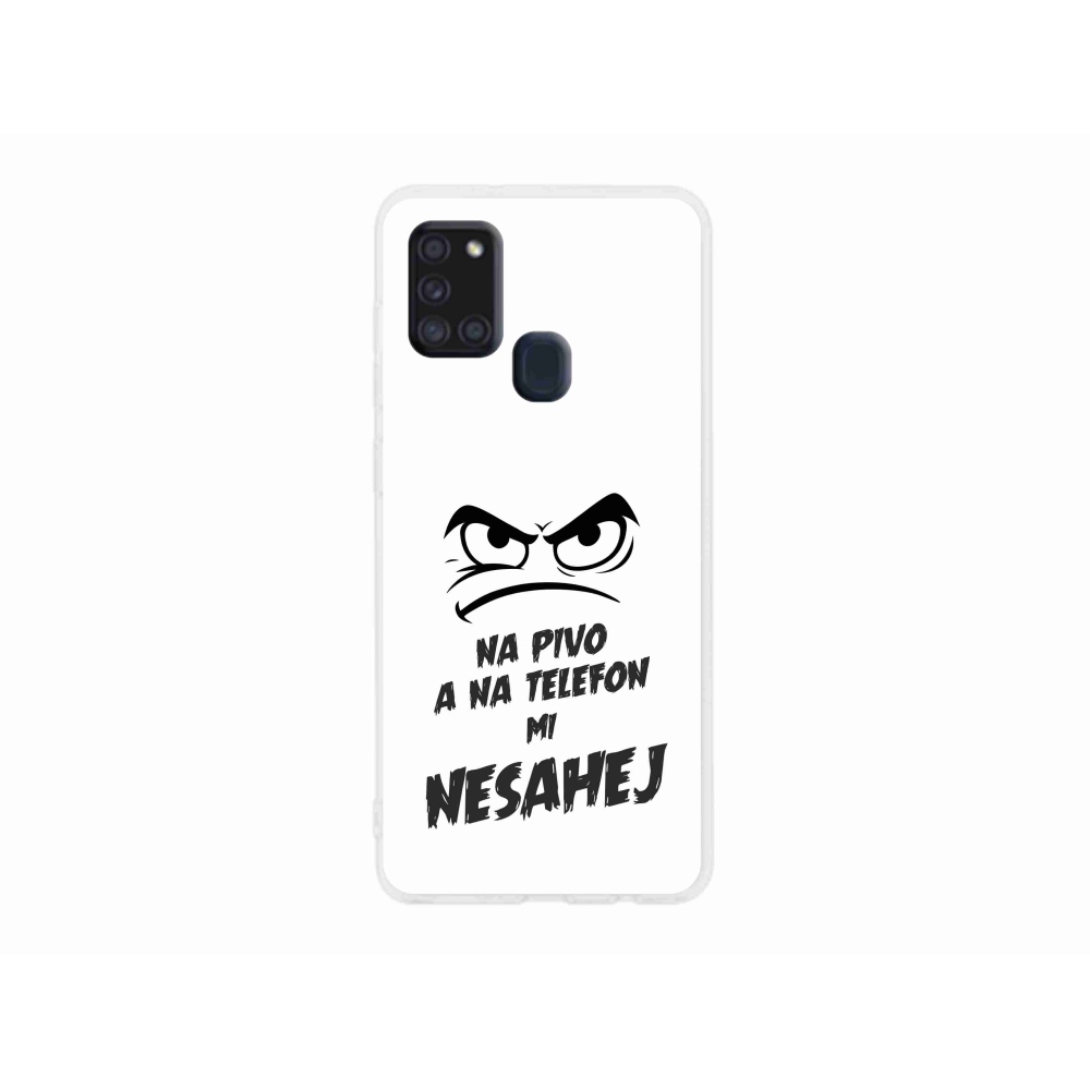 Gelový kryt mmCase na Samsung Galaxy A21s - pivní motiv 2 bílé pozadí