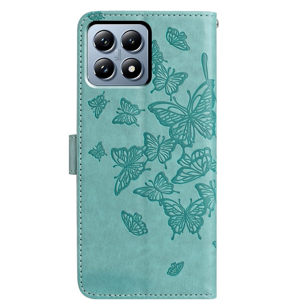 Floral Butterfly knížkové pouzdro na Xiaomi 15T - modrozelené