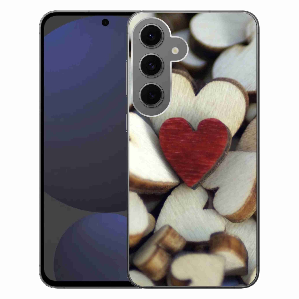 Gelový kryt mmCase na Samsung Galaxy S24 FE - gravírované červené srdce 