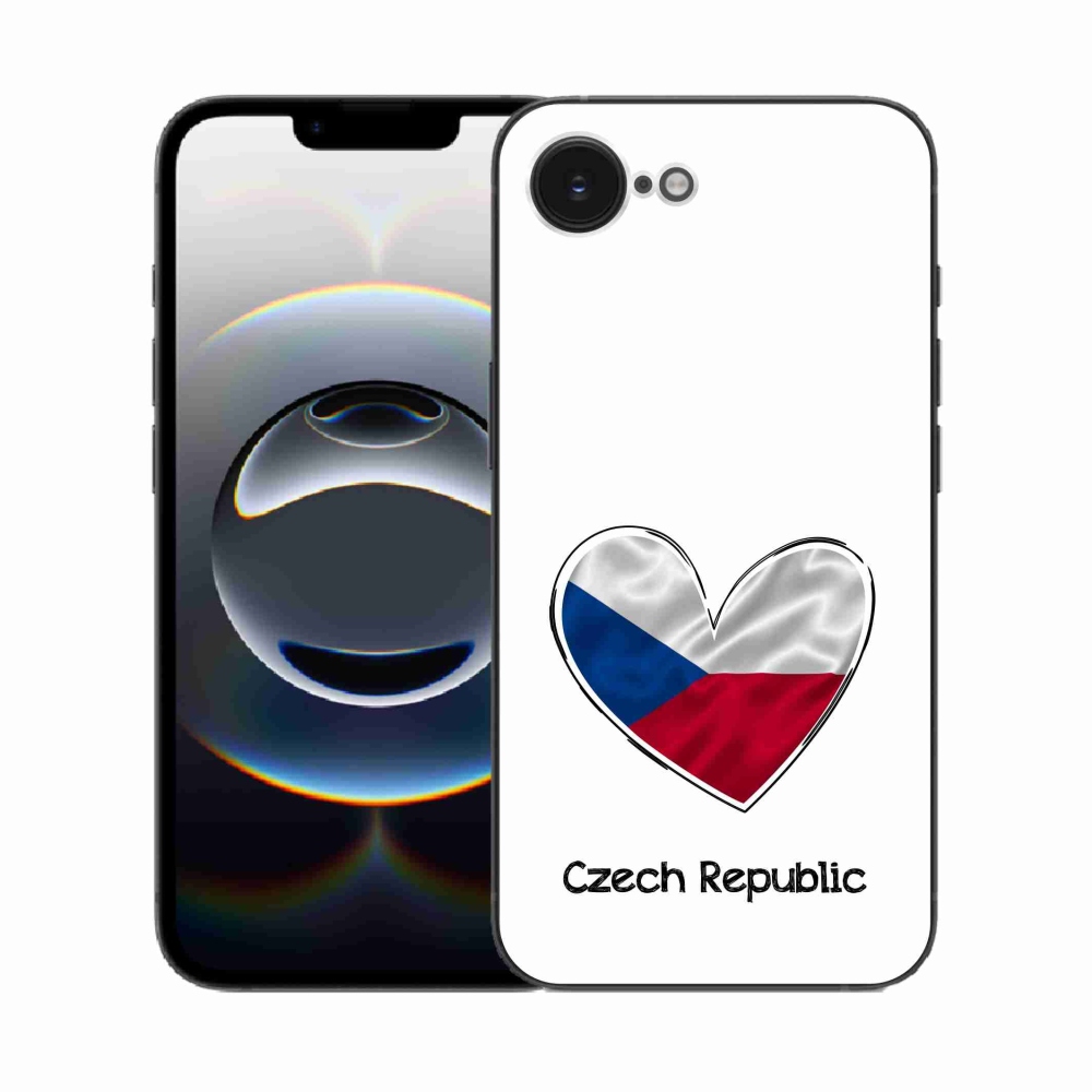 Gelový kryt mmCase na iPhone 16e - vlajka srdce bílé pozadí