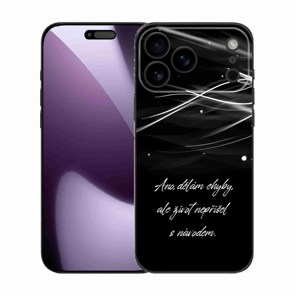 Gelový kryt mmCase na iPhone 17 Pro Max - citát černé pozadí